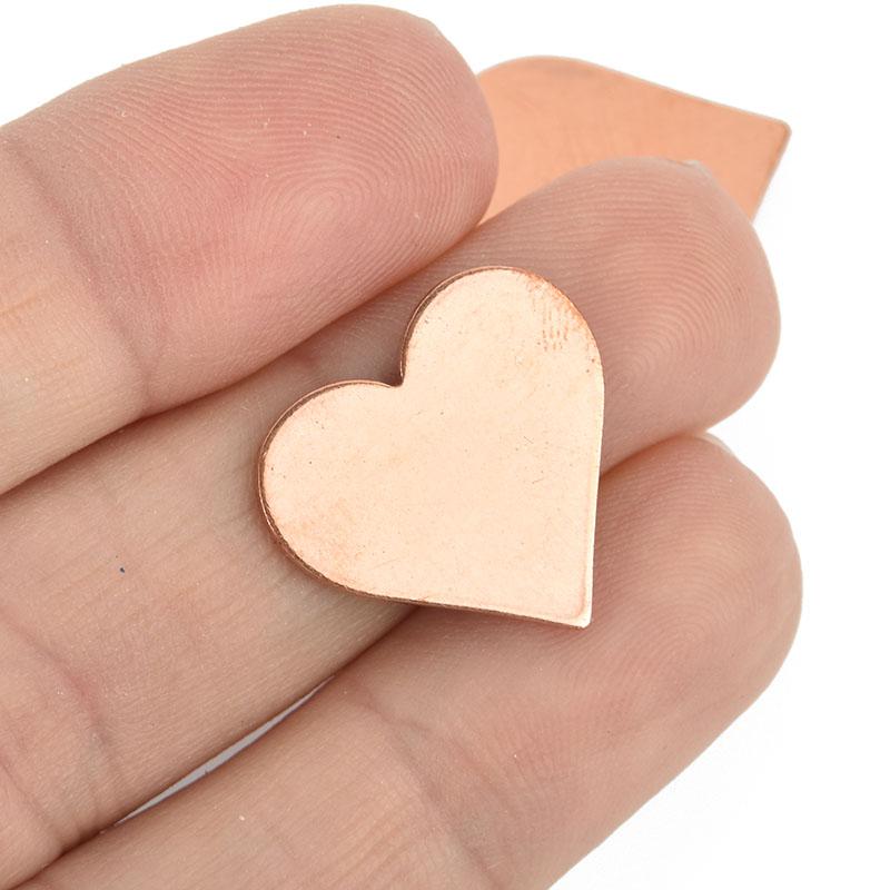 5 Copper HEART Metal Stamping Blanks 3/4", 18 gauge  msb0489
