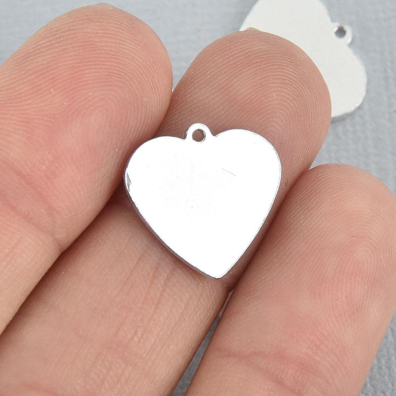 10 HEART ALUMINUM Metal Stamping Blanks Charms 5/8" Tag, 16 gauge, msb0492