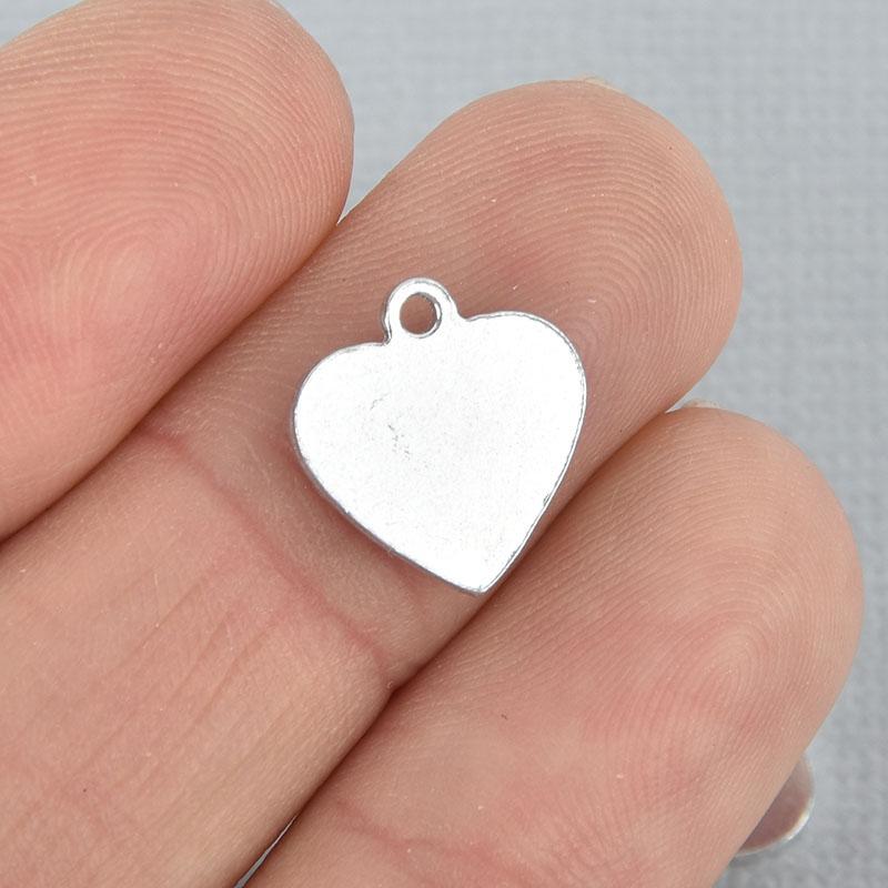 10 HEART ALUMINUM Metal Stamping Blanks Charms 1/2" Tag, 16 gauge, msb0495