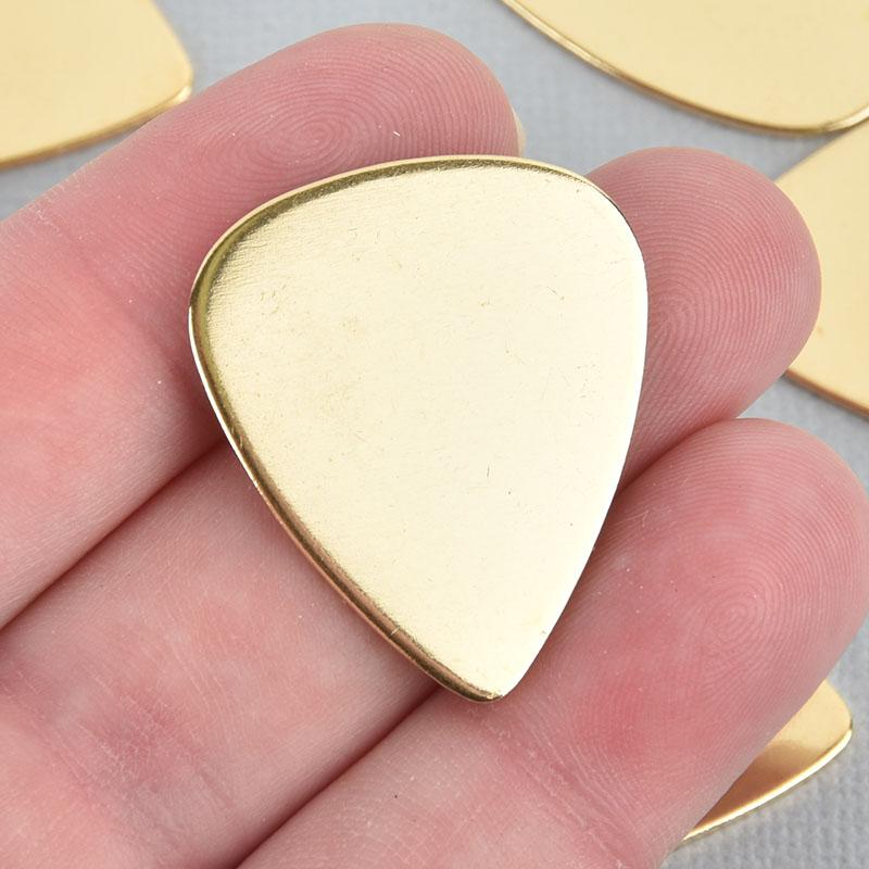 2 GUITAR PICK Brass Sheet Metal Stamping Blanks, 1.5" x 1", 18 gauge msb0513