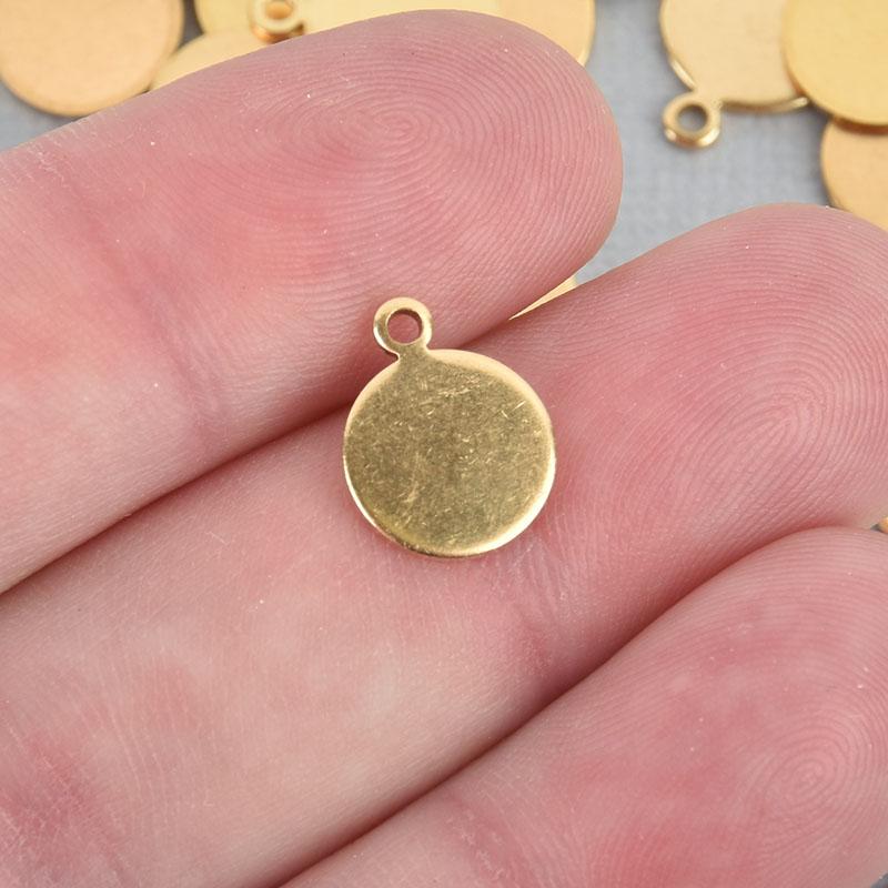 10 Brass Circle Tag Charm Blanks, 10mm, 18 gauge  msb0522