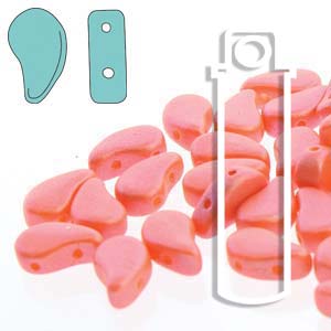 Paisley Duo Orange Tutti Frutti Cantaloupe 2-Hole Seed Beads, approx 82 beads/22g, 8x5mm, 5-Inch Tube, PD8502010-24507 bsd0992