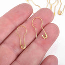 100 Gold Stitch Marker Pins, Shawl Pin Charm Holders, Gold Safety Pins, 21x9mm, pin0117