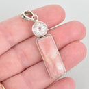 Sterling Silver PINK PERUVIAN OPAL Pendant with White Topaz Gemstone 2-1/8" long pms0421