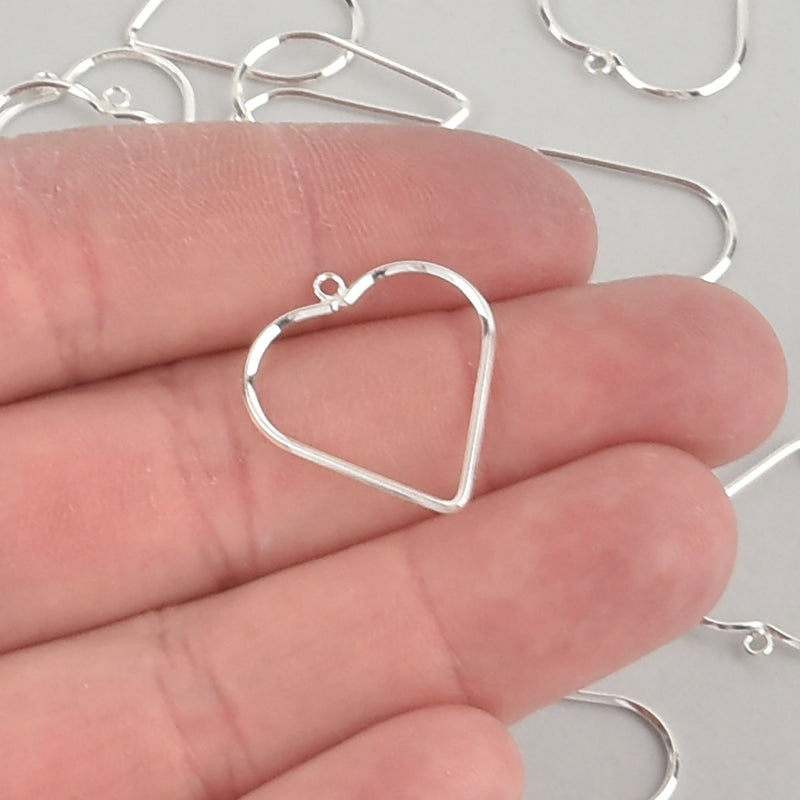 2 Sterling Silver Heart Charms 22mm pms0434
