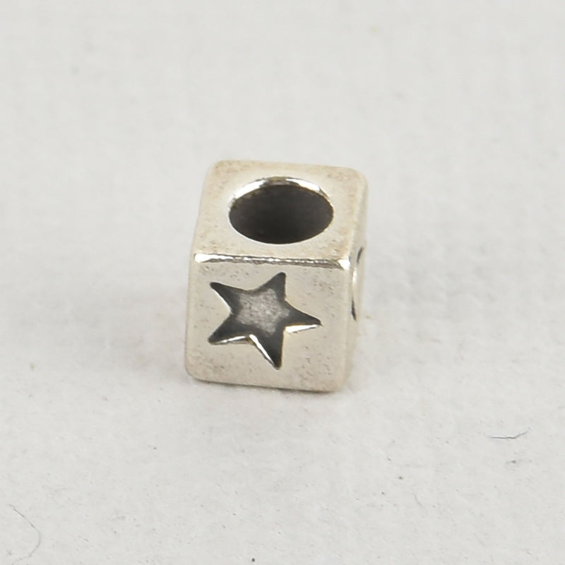 4mm STAR Bead Sterling Silver Cube Block pms0436