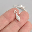 Sterling Silver Seashell Micro Pave Charm 20x12mm, pms0440