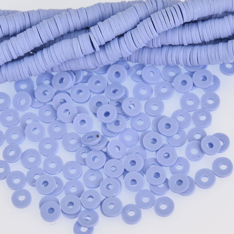 6mm Katsuki Beads, Periwinkle Polymer Clay Rondelle, strand, pol0123