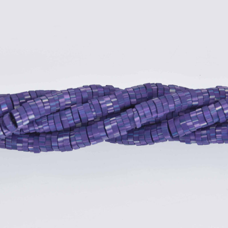 4mm Katsuki Beads, Purple Sprinkle Polymer Clay Rondelle, strand, pol0132