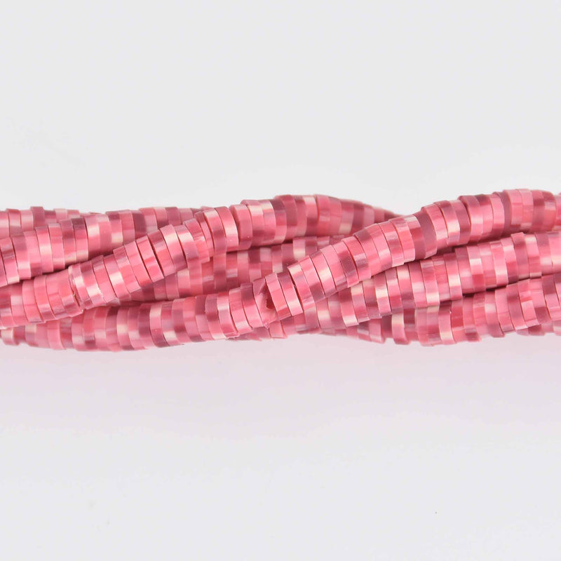 4mm Katsuki Beads, Pink Sprinkle Polymer Clay Rondelle, strand, pol0133