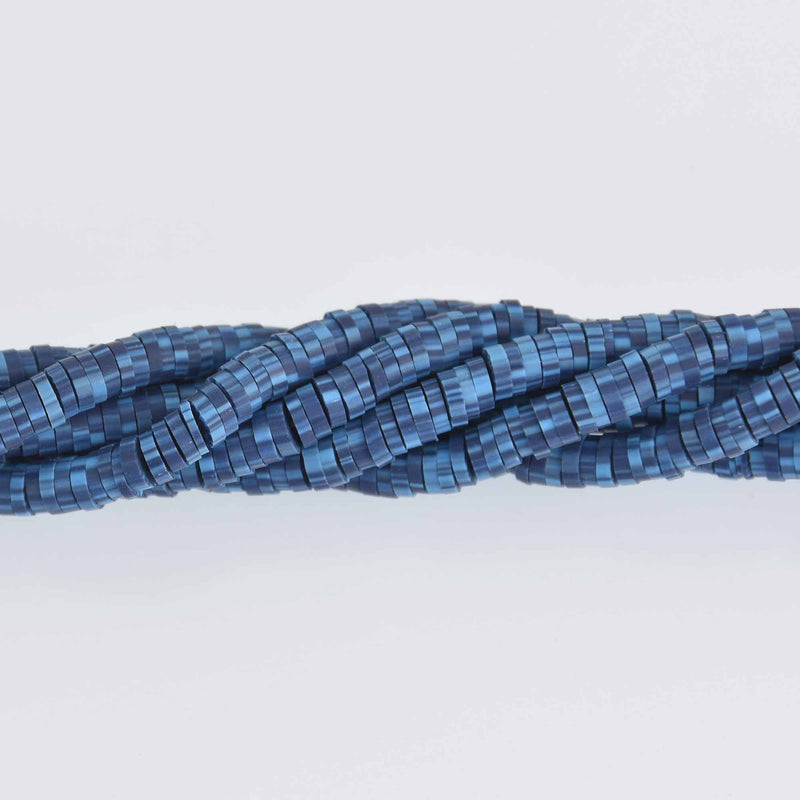 4mm Katsuki Beads, Blue Sprinkle Polymer Clay Rondelle, strand, pol0134