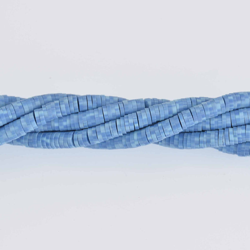 4mm Katsuki Beads, Light Blue Sprinkle Polymer Clay Rondelle, strand, pol0136