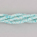 4mm Katsuki Beads, Turquoise Blue Sprinkle Polymer Clay Rondelle, strand, pol0138