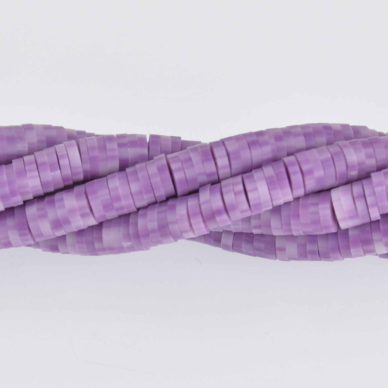 4mm Katsuki Beads, Purple Sprinkle Polymer Clay Rondelle, strand, pol0139