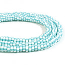 8mm Polymer Clay Beads, Turquoise Green Stripe, Rondelle, strand, pol0150