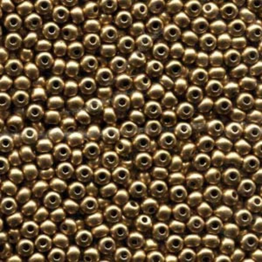 6/0 Czech Glass Seed Beads, Pale Bronze Gold, Round, SB6-01710, bsd0858