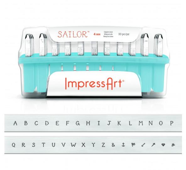 4mm SAILOR Uppercase Alphabet Letter Stamping Set, ImpressArt Metal Stamp tol0894