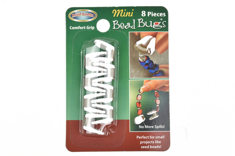 8 Bead Buddy Mini Bead Bugs, Spring Bead Stoppers, Mini Wire Clamps, Keeps beads from sliding off cord or wire, tol0795