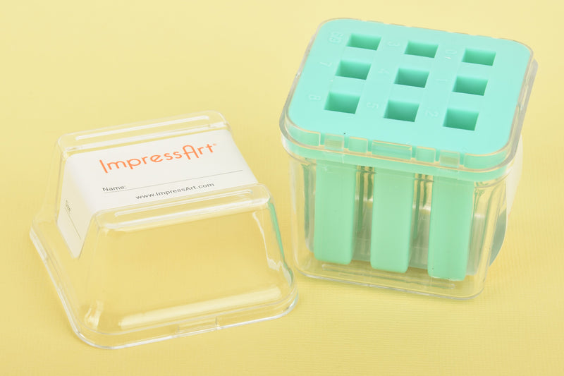 Teal Metal Stamp Block Holder, Metal Stamp Storage Container, Use with ImpressArt 3mm stamps, fits 9 stamps up to 7mm square, tol0801
