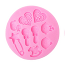 BABY LOVE Resin Mold, Silicone Mold to make shaped cabochons, kawaii, reusable, 3-1/4" mold makes 9 different shapes, tol0826