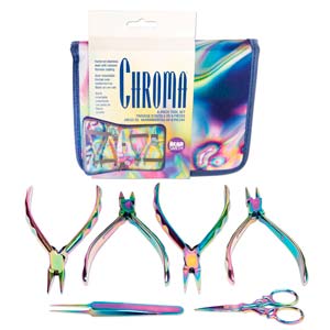 Chroma Pliers 6-piece Jewelry Tool Set, stainless steel with rainbow titanium, tol1295