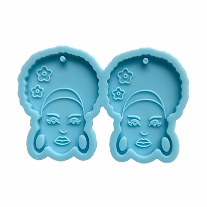 African Lady Earrings Silicone Mold, for resin, clay, PMC, tol1307