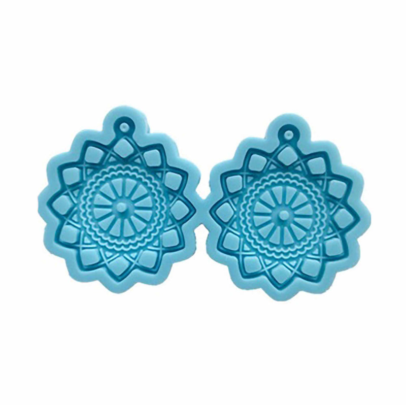 Mandala Flower Earrings Silicone Mold, for resin, clay, PMC, tol1309