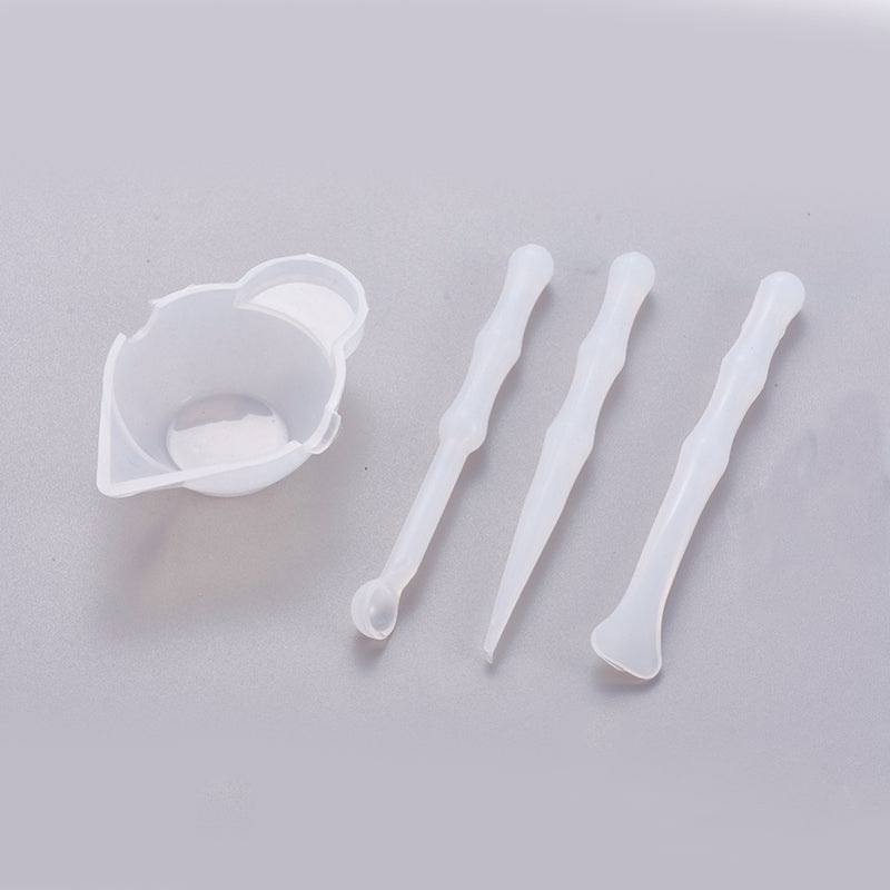 Silicone Resin Mold Tools, Pouring Cup and Stir Sticks, 4 piece set, tol1425