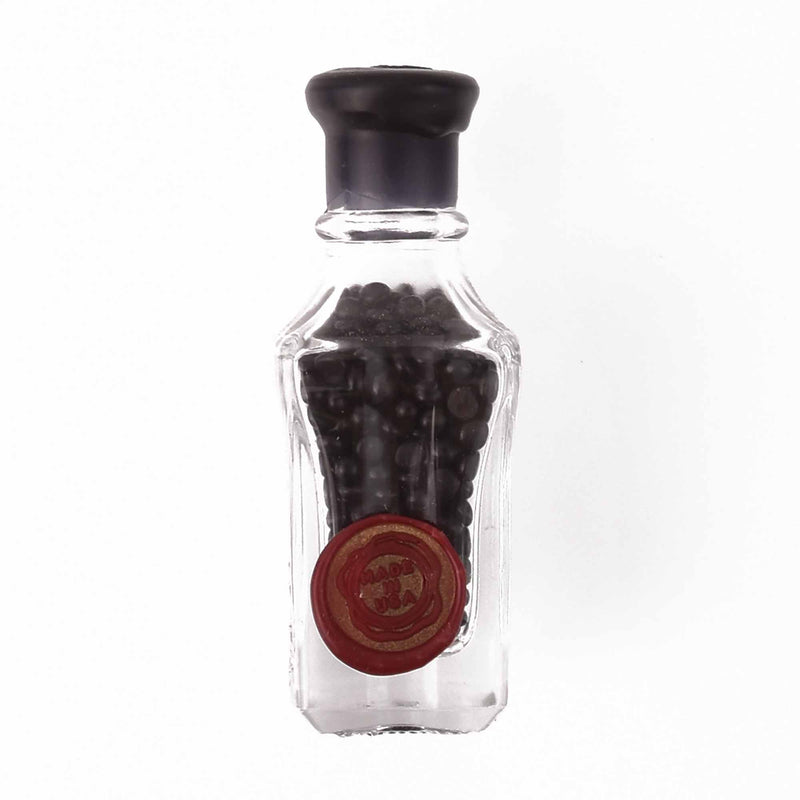 Sealing Wax Beads, black, glass bottle, wax0020