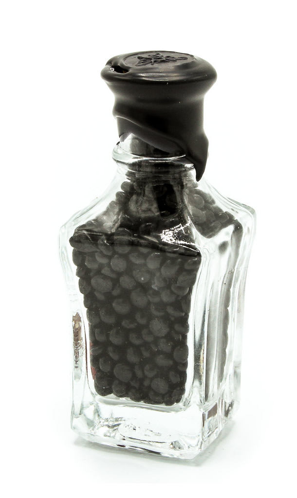 Sealing Wax Beads, black, glass bottle, wax0020