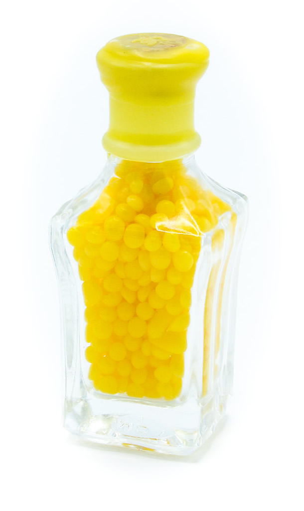 Sealing Wax Beads, yellow, glass bottle, wax0023