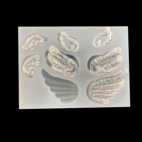 Angel and Bird Wings Silicone Resin Mold, makes 8 cabochons, tol1409