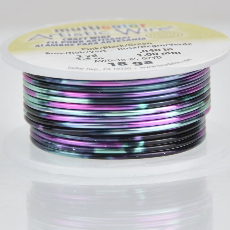 18ga Multicolor Craft Wire, Purple Black Pink Blue, Copper Base, 2 yds, wir0212