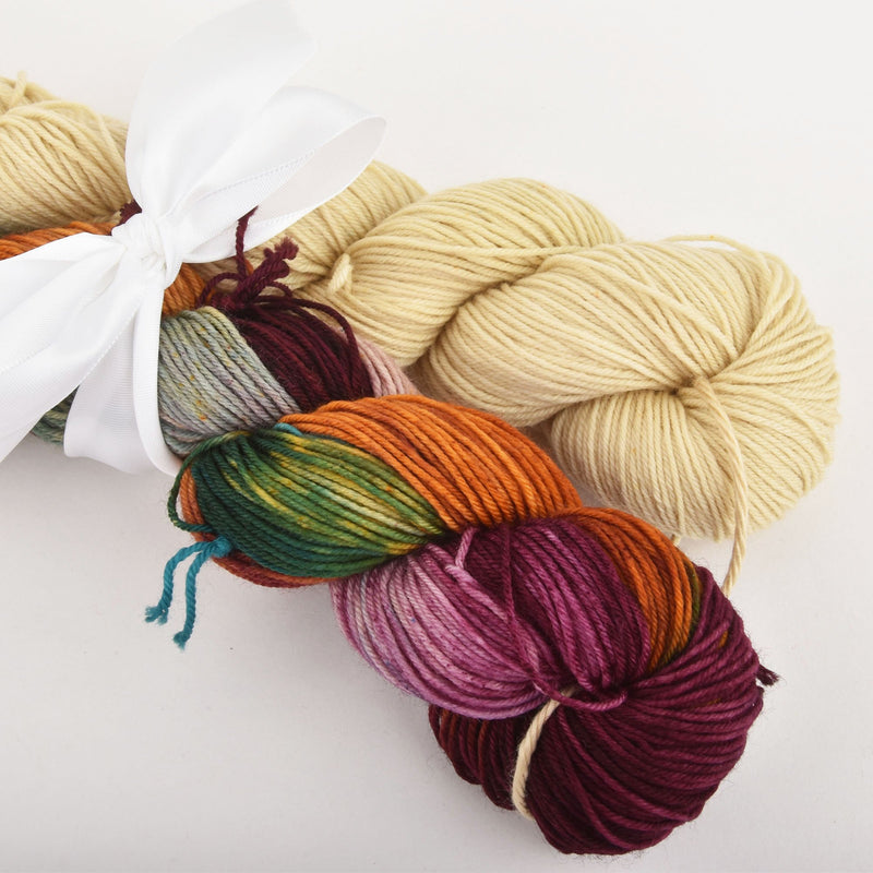 Hand Dyed Wool Yarn Pairing 75-25 Super Wash Merino Nylon, Ron and Hermione Forever, 100g total, Yrn0013