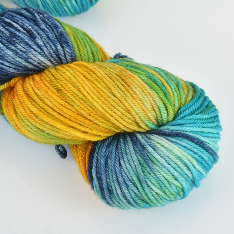 Hand Dyed Wool Yarn 100% SW Extrafine Merino, Cosmic Rainbow, 115g, Yrn0016