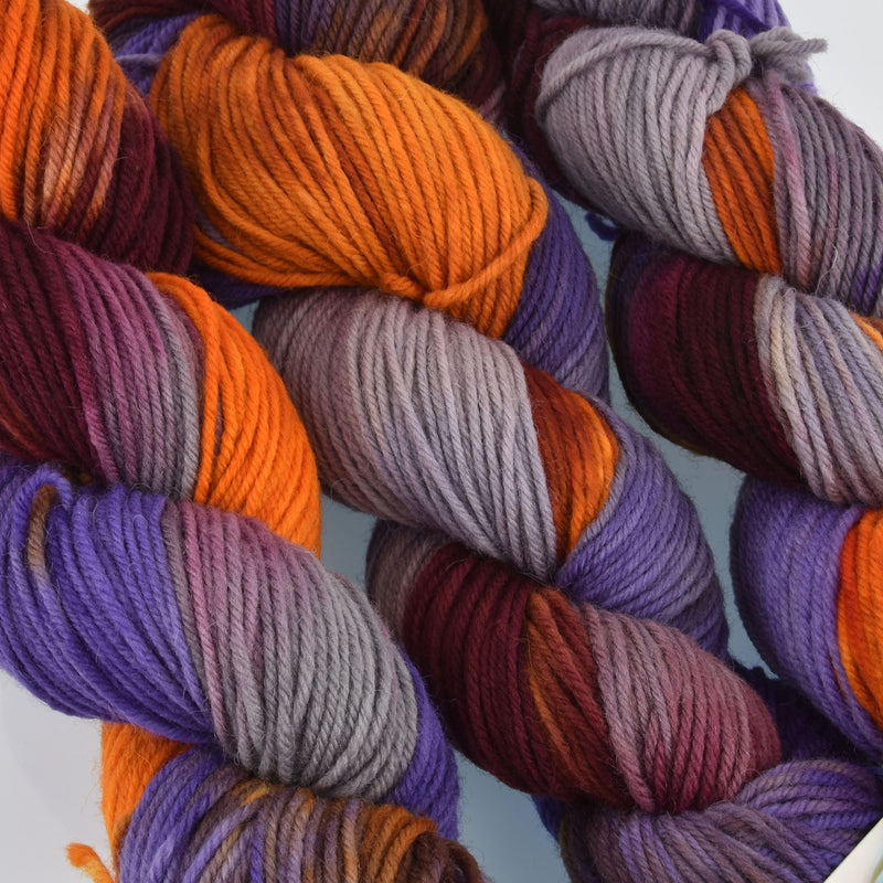 Hand Dyed Wool Yarn 100% Highland Wool, Toil and Trouble, 100g, yrn0018